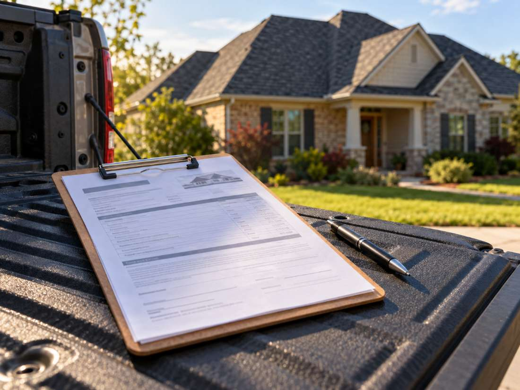 Written roofing contract and estimate for storm damage roof repair in New Jersey